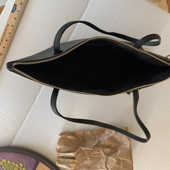 Coach Crossgrain Black Leather Tote Bag Zip Top Gold Hardware – Classic & Timele - Picture 10 of 10